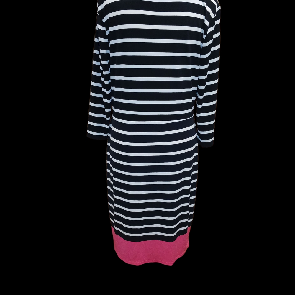 Liz Claiborne Black and White Striped Dress with Pink Accent - Picture 3 of 4